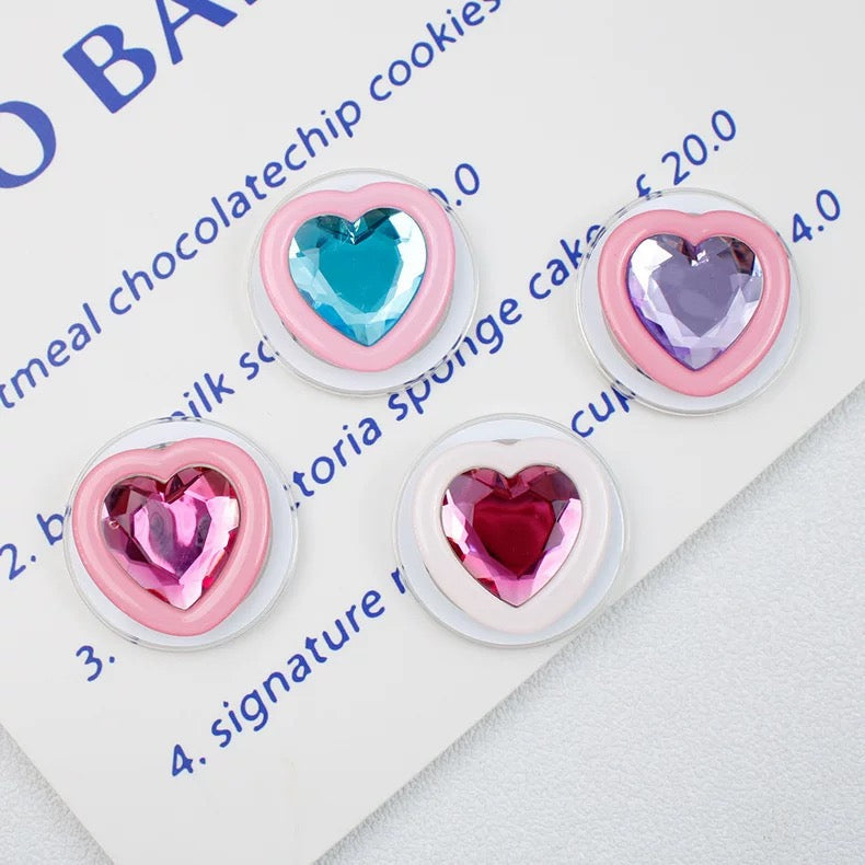 Blue Crystal Heart PopGrip for MagSafe