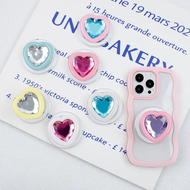 Blue Crystal Heart PopGrip for MagSafe