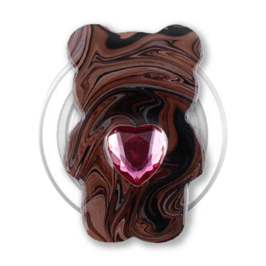 Wood Grain Bear PopGrip for MegaSafe